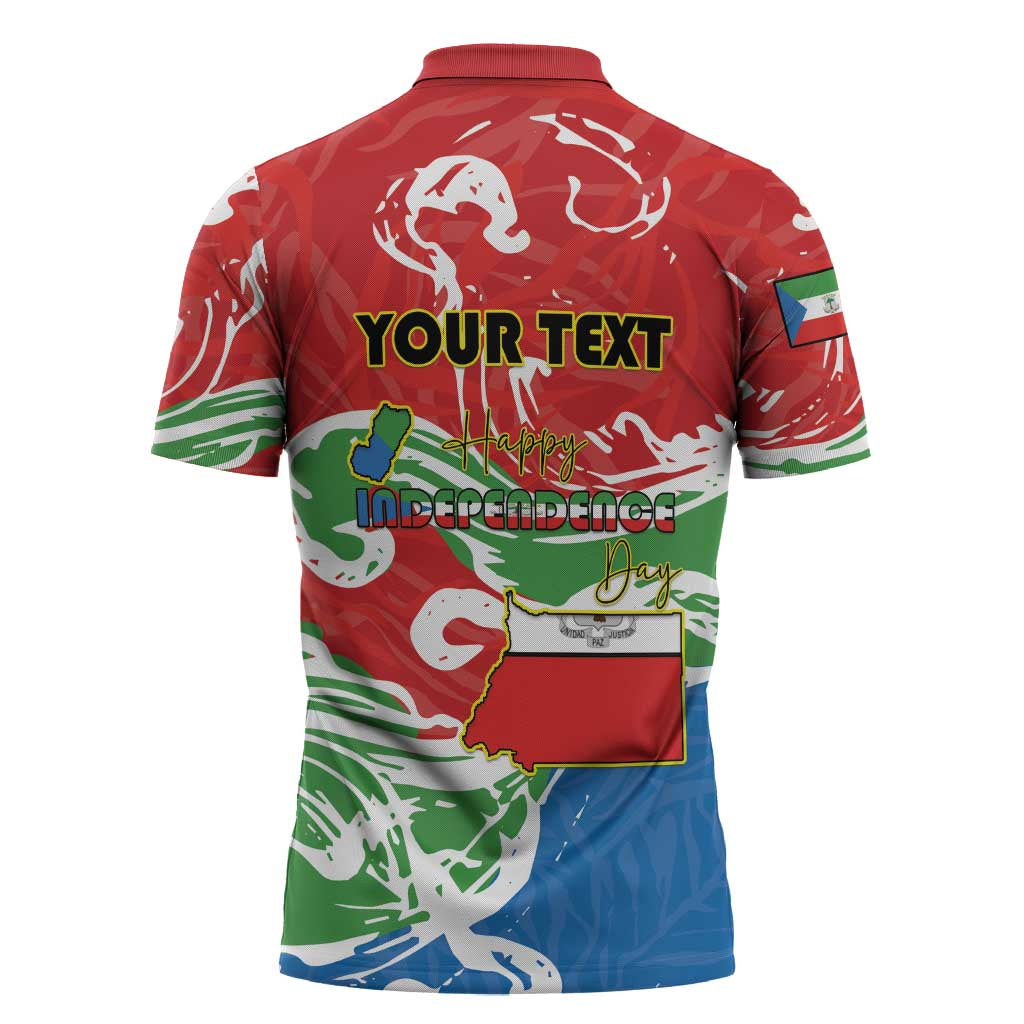 Personalized Equatorial Guinea Independence Day Zipper Polo Shirt Coat Of Arms With Map