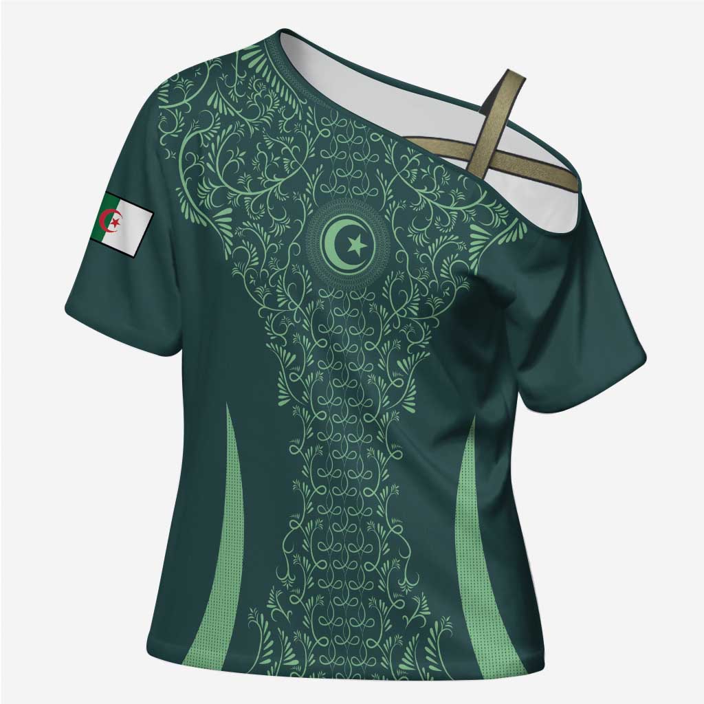 Custom Algeria Football Cross Shoulder Shirt Come On Greens