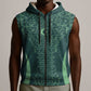Algeria Football Custom Sleeveless Zip Hoodie Go Greens Go - African Pride