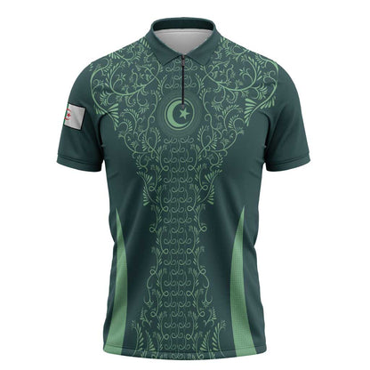Custom Algeria Football Zipper Polo Shirt Come On Greens