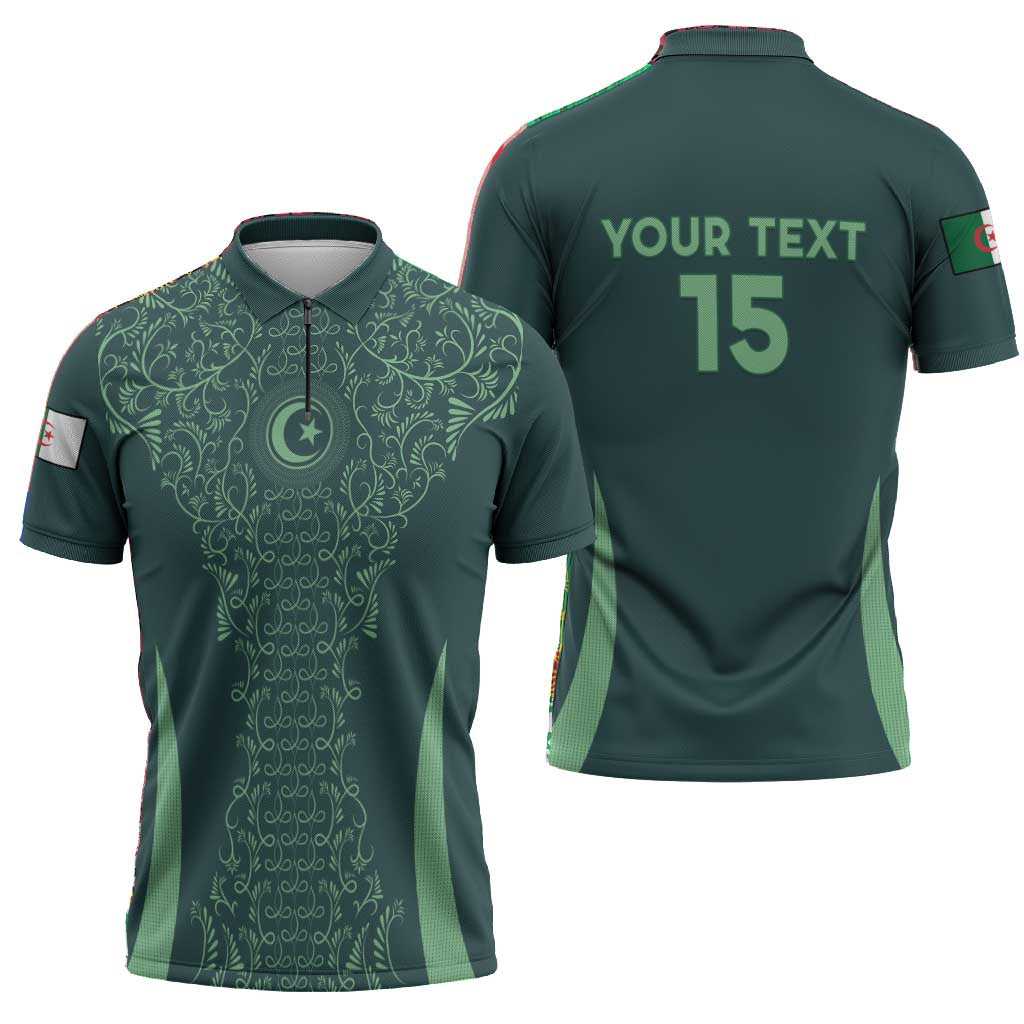 Custom Algeria Football Zipper Polo Shirt Come On Greens