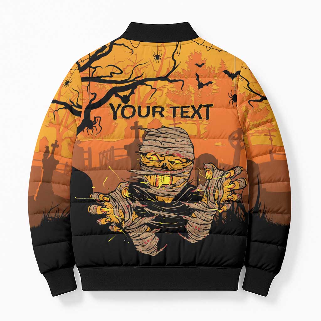 Personalized Halloween Egypt Mummy Bomber Puffer Jacket Trick or Treat