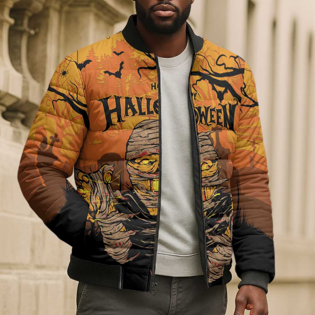 Personalized Halloween Egypt Mummy Bomber Puffer Jacket Trick or Treat