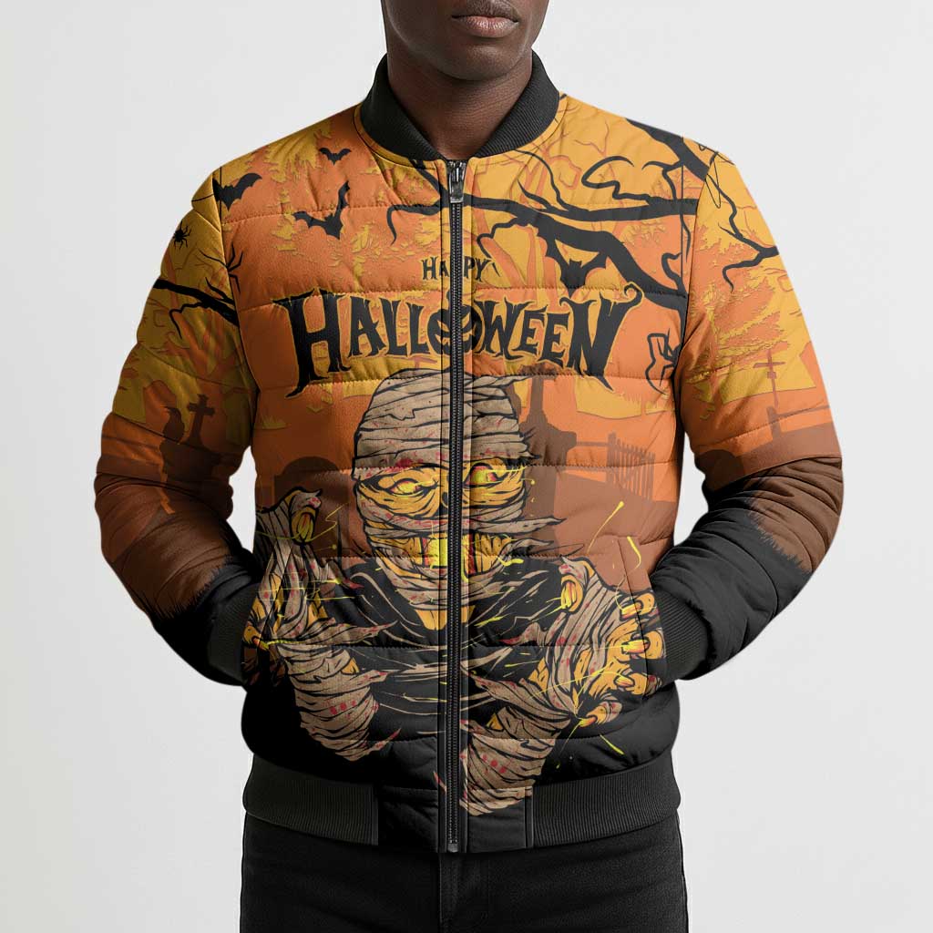 Personalized Halloween Egypt Mummy Bomber Puffer Jacket Trick or Treat