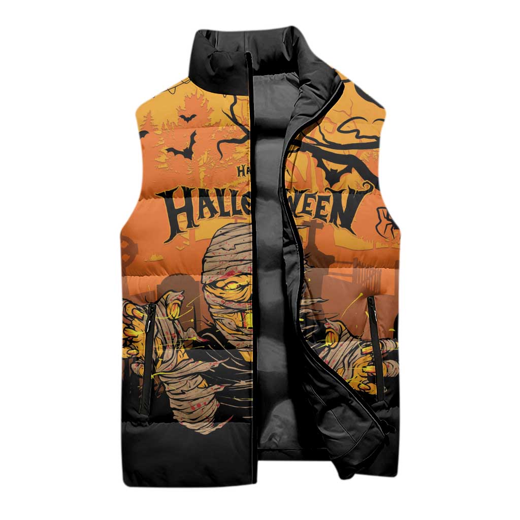 Personalized Halloween Egypt Mummy Sleeveless Puffer Jacket Trick or Treat