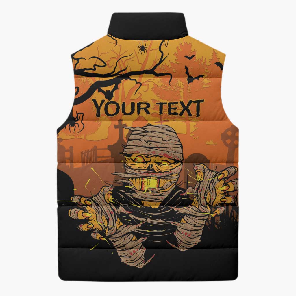 Personalized Halloween Egypt Mummy Sleeveless Puffer Jacket Trick or Treat