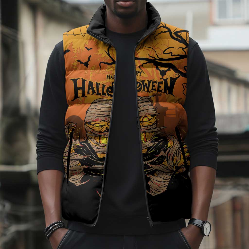 Personalized Halloween Egypt Mummy Sleeveless Puffer Jacket Trick or Treat