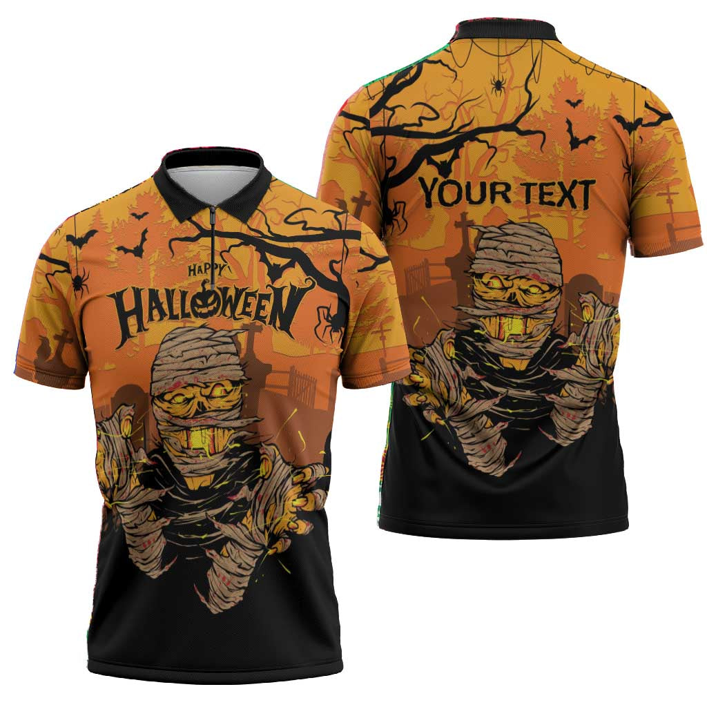 Personalized Halloween Egypt Mummy Zipper Polo Shirt Trick or Treat