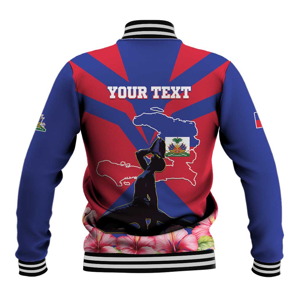 Personalised Happy Haiti Independence Day Baseball Jacket Neg Marron - African Pride