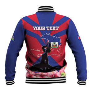 Personalised Happy Haiti Independence Day Baseball Jacket Neg Marron - African Pride