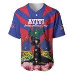 Personalised Happy Haiti Independence Day Baseball Jersey Neg Marron - African Pride