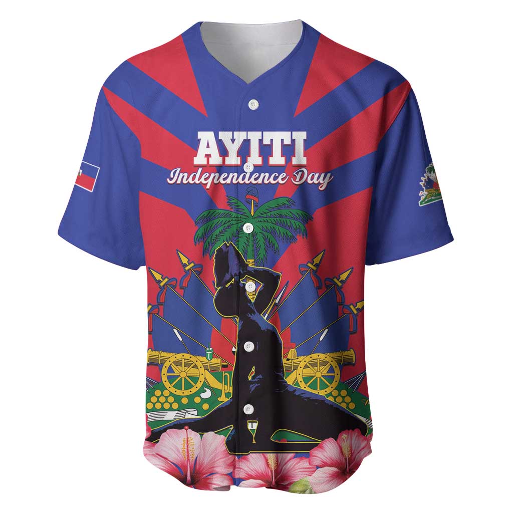 Personalised Happy Haiti Independence Day Baseball Jersey Neg Marron - African Pride