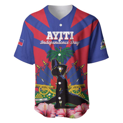 Personalised Happy Haiti Independence Day Baseball Jersey Neg Marron - African Pride
