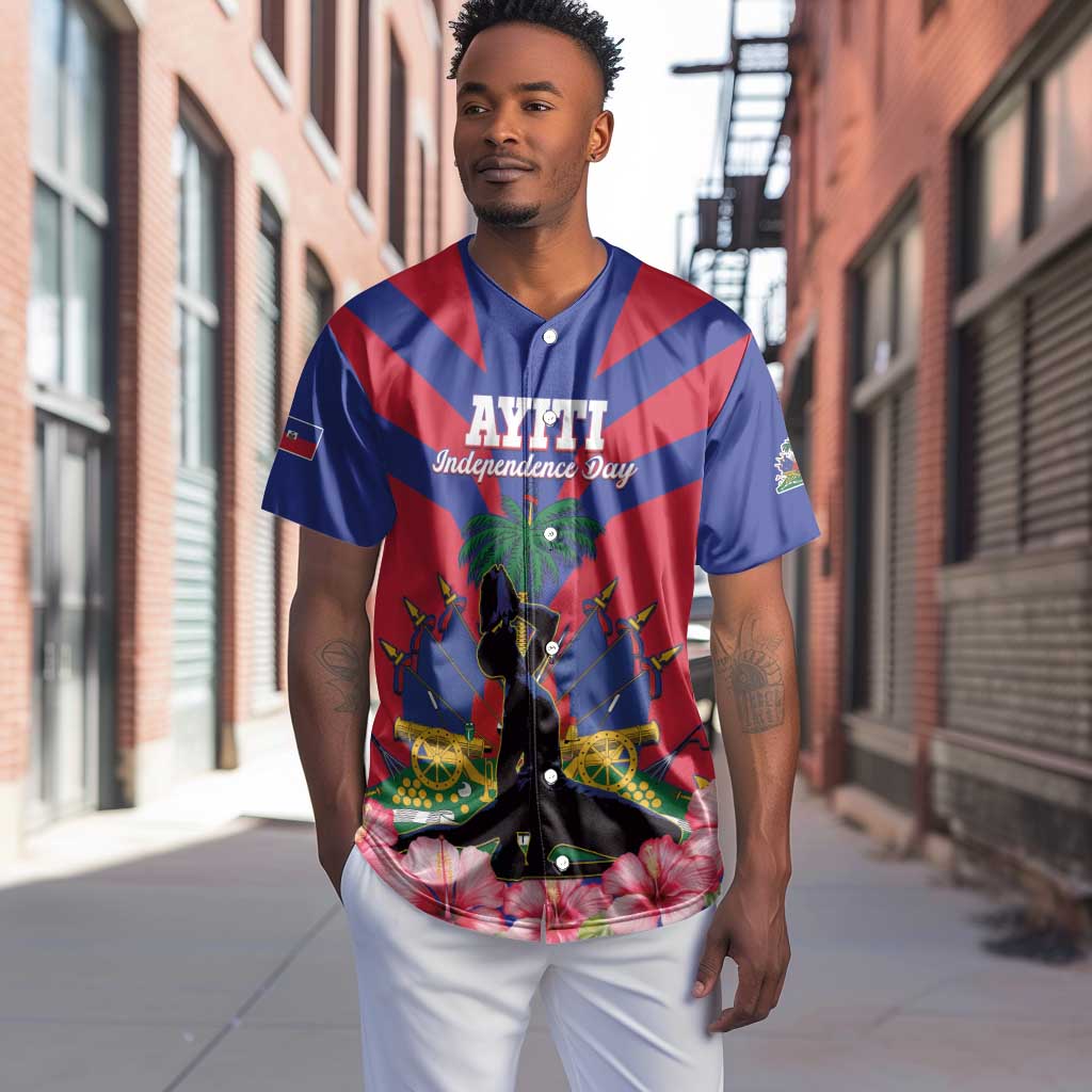 Personalised Happy Haiti Independence Day Baseball Jersey Neg Marron - African Pride
