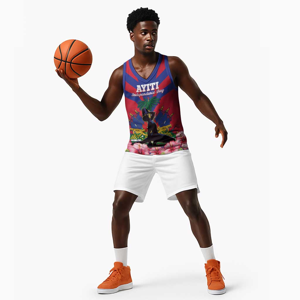 Personalised Happy Haiti Independence Day Basketball Jersey Neg Marron - African Pride
