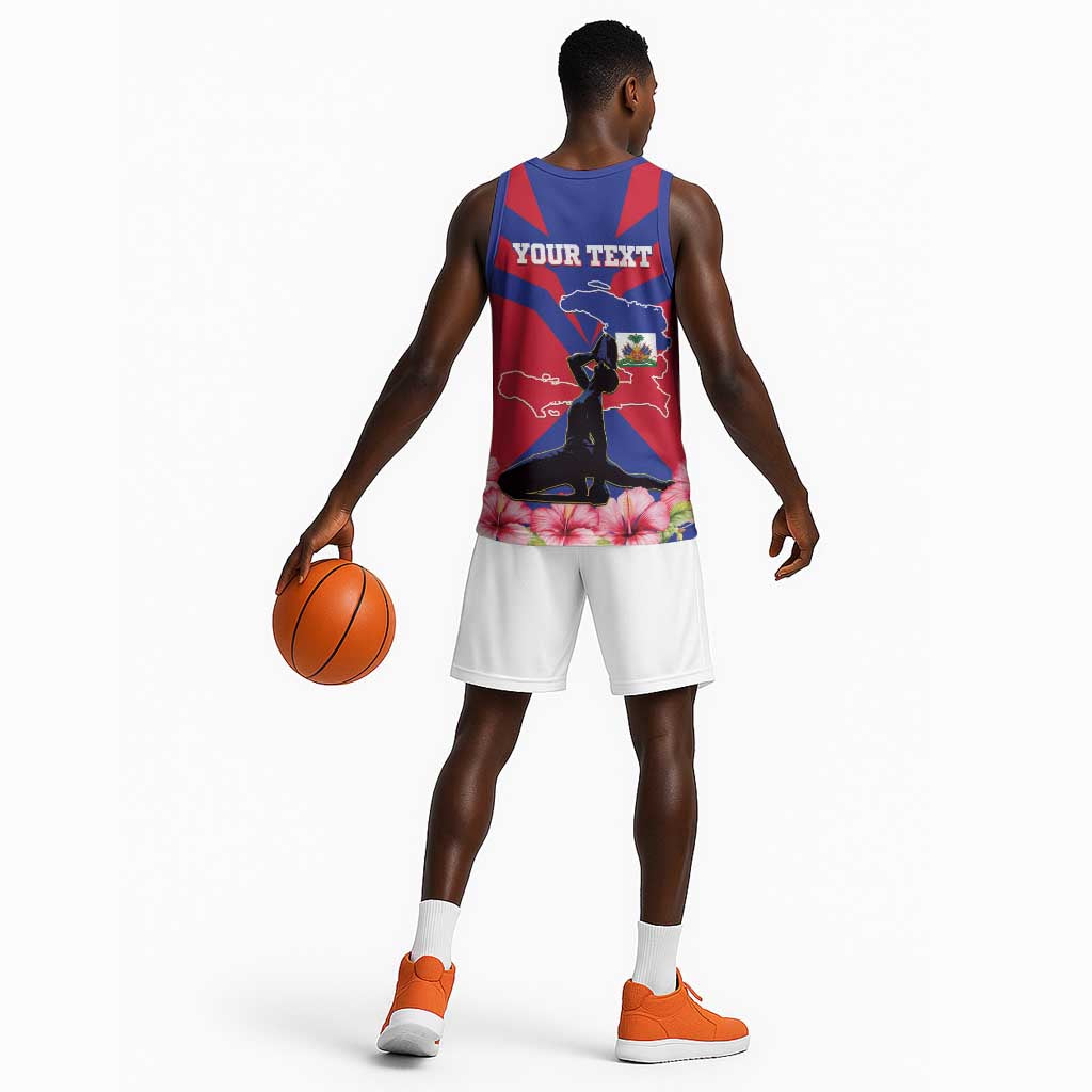 Personalised Happy Haiti Independence Day Basketball Jersey Neg Marron - African Pride