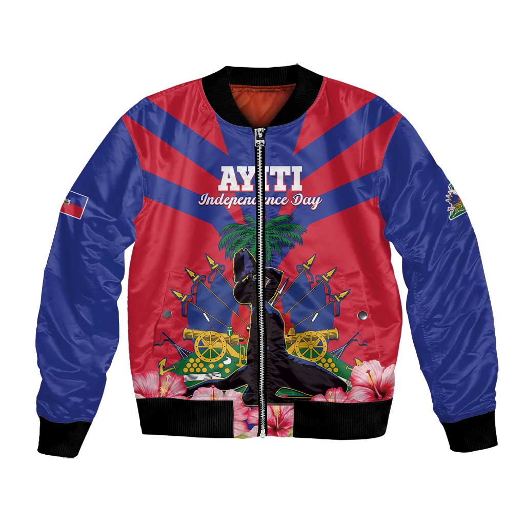 Personalised Happy Haiti Independence Day Bomber Jacket Neg Marron - African Pride