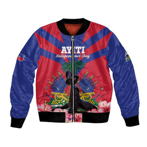 Personalised Happy Haiti Independence Day Bomber Jacket Neg Marron - African Pride