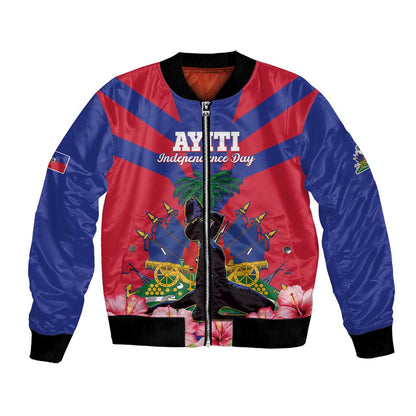 Personalised Happy Haiti Independence Day Bomber Jacket Neg Marron - African Pride
