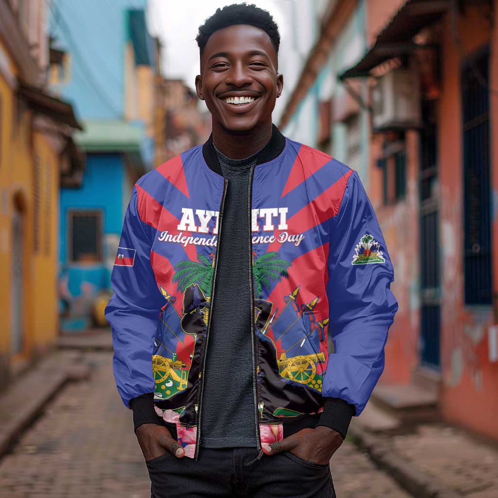 Personalised Happy Haiti Independence Day Bomber Jacket Neg Marron - African Pride