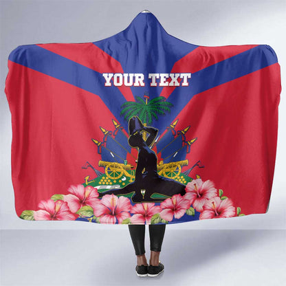Personalised Happy Haiti Independence Day Hooded Blanket Neg Marron - African Pride