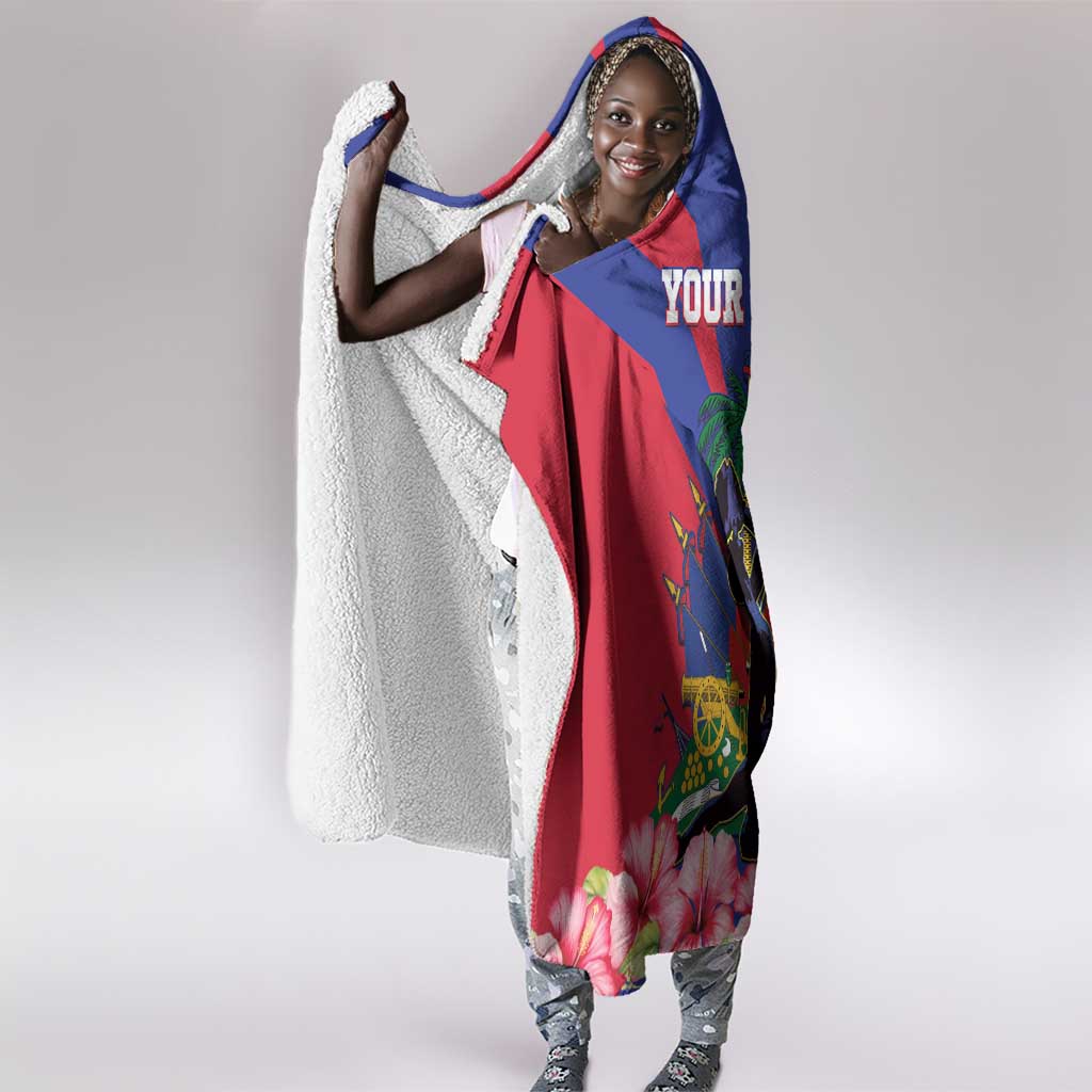 Personalised Happy Haiti Independence Day Hooded Blanket Neg Marron - African Pride