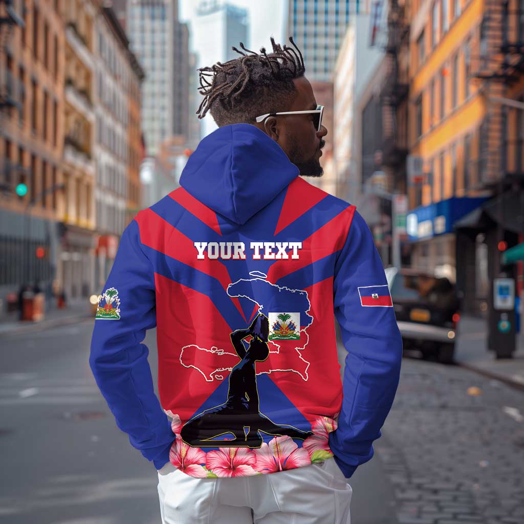 Personalised Happy Haiti Independence Day Hoodie Neg Marron - African Pride