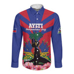 Personalised Happy Haiti Independence Day Long Sleeve Button Shirt Neg Marron - African Pride