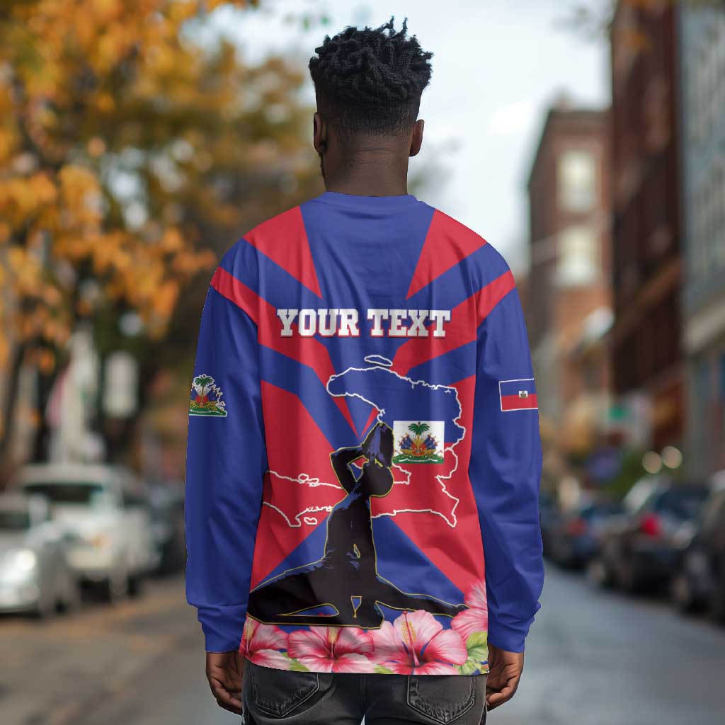 Personalised Happy Haiti Independence Day Long Sleeve Shirt Neg Marron - African Pride