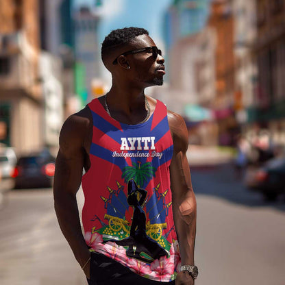 Personalised Happy Haiti Independence Day Men Tank Top Neg Marron - African Pride