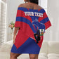Personalised Happy Haiti Independence Day Off Shoulder Short Dress Neg Marron - African Pride