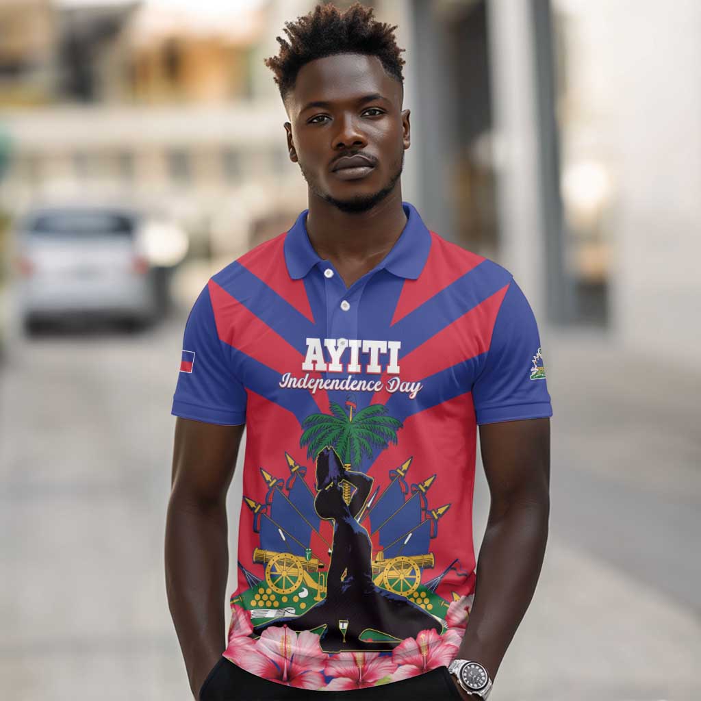 Personalised Happy Haiti Independence Day Polo Shirt Neg Marron - African Pride