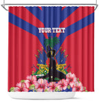 Personalised Happy Haiti Independence Day Shower Curtain Neg Marron - African Pride