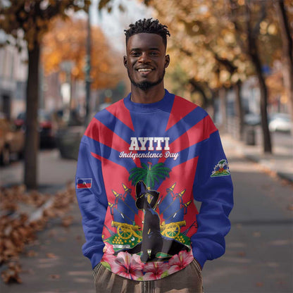 Personalised Happy Haiti Independence Day Sweatshirt Neg Marron - African Pride