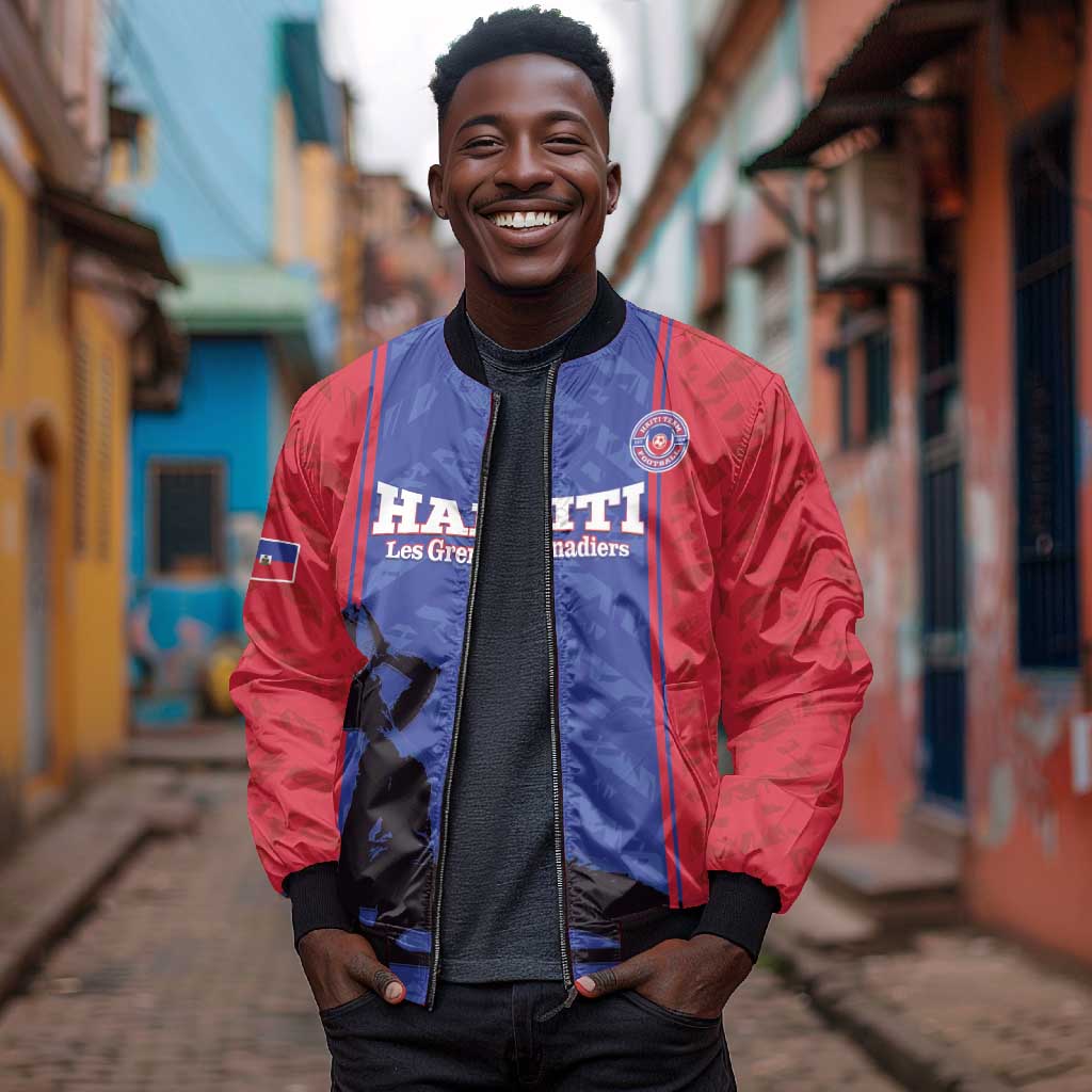 Custom Afro Haiti Football Bomber Jacket Nou fe - Pou Ayiti - Pou Drapo a - Pou peyi a - African Pride