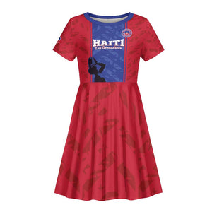 Custom Afro Haiti Football Kid Short Sleeve Dress Nou fe - Pou Ayiti - Pou Drapo a - Pou peyi a - African Pride