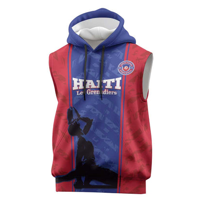 Custom Afro Haiti Football Sleeveless Hoodie Nou fe - Pou Ayiti - Pou Drapo a - Pou peyi a - African Pride
