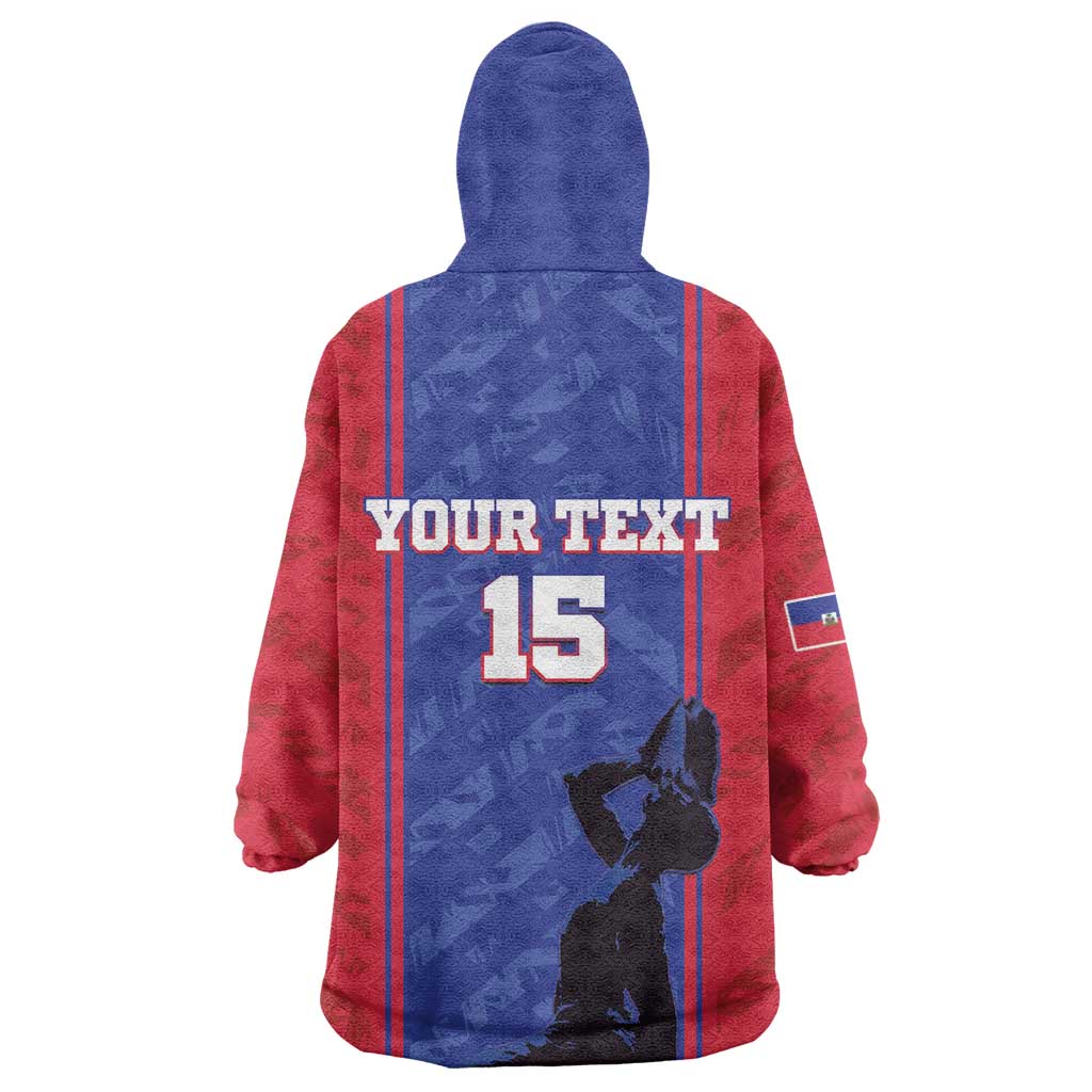 Custom Afro Haiti Football Wearable Blanket Hoodie Nou fe - Pou Ayiti - Pou Drapo a - Pou peyi a - African Pride