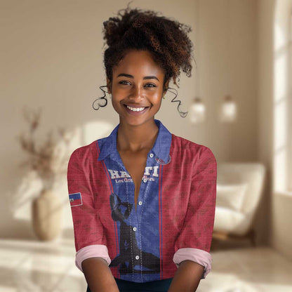 Custom Afro Haiti Football Women Casual Shirt Nou fe - Pou Ayiti - Pou Drapo a - Pou peyi a - African Pride