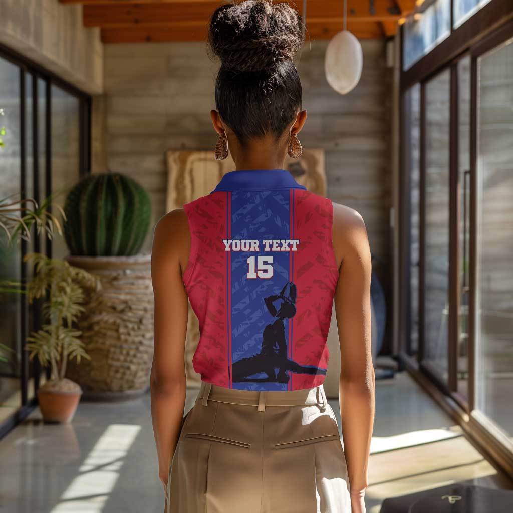 Custom Afro Haiti Football Women Sleeveless Polo Shirt Nou fe - Pou Ayiti - Pou Drapo a - Pou peyi a - African Pride