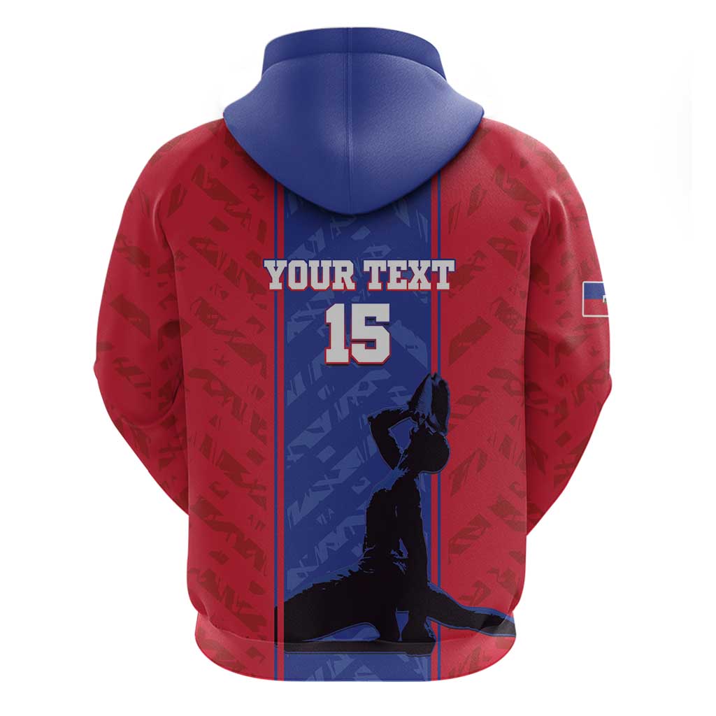 Custom Afro Haiti Football Zip Hoodie Nou fe - Pou Ayiti - Pou Drapo a - Pou peyi a - African Pride