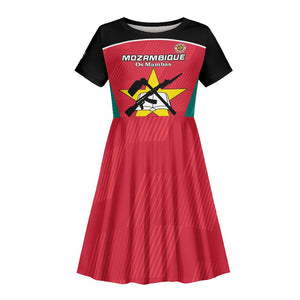 Afro Mozambique Football Custom Kid Short Sleeve Dress Go Os Mambas