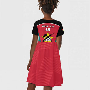 Afro Mozambique Football Custom Kid Short Sleeve Dress Go Os Mambas