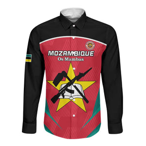 Afro Mozambique Football Custom Long Sleeve Button Shirt Go Os Mambas