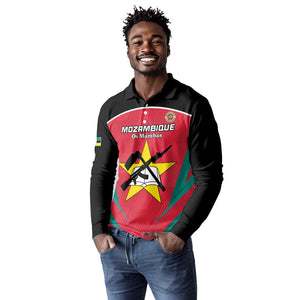 Afro Mozambique Football Custom Long Sleeve Polo Shirt Go Os Mambas