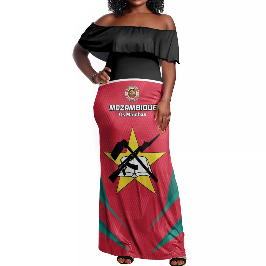 Afro Mozambique Football Custom Off Shoulder Maxi Dress Go Os Mambas