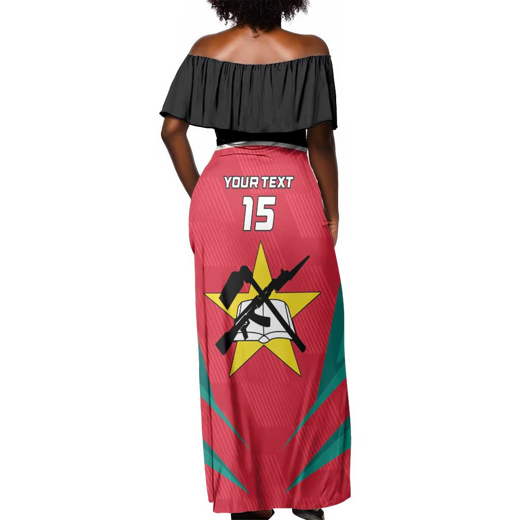 Afro Mozambique Football Custom Off Shoulder Maxi Dress Go Os Mambas