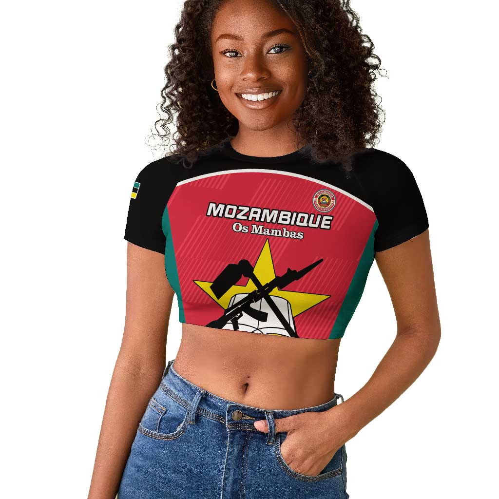 Afro Mozambique Football Custom Raglan Cropped T shirt Go Os Mambas