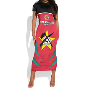 Afro Mozambique Football Custom Short Sleeve Bodycon Dress Go Os Mambas