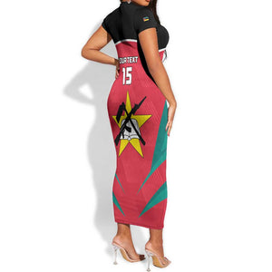 Afro Mozambique Football Custom Short Sleeve Bodycon Dress Go Os Mambas